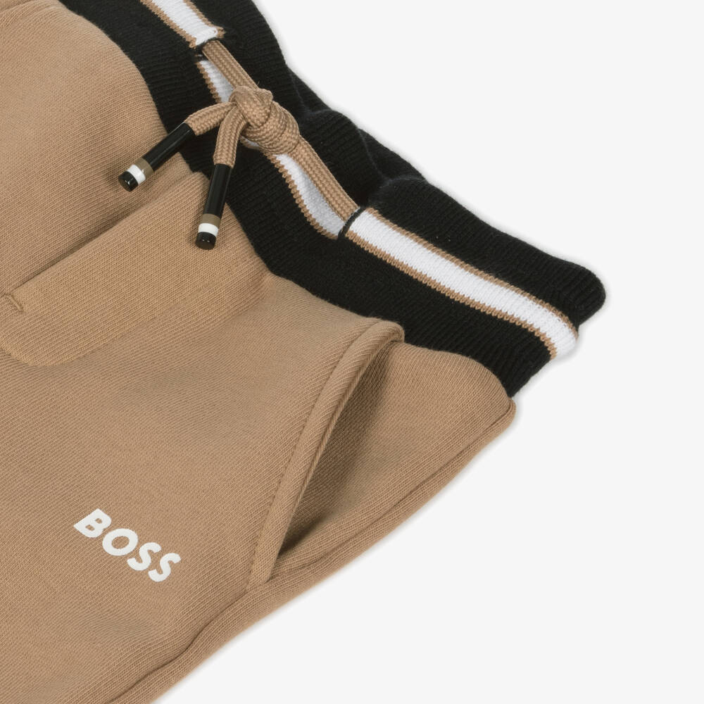 NEW!     BOSS Boys Beige Jersey Tracksuit