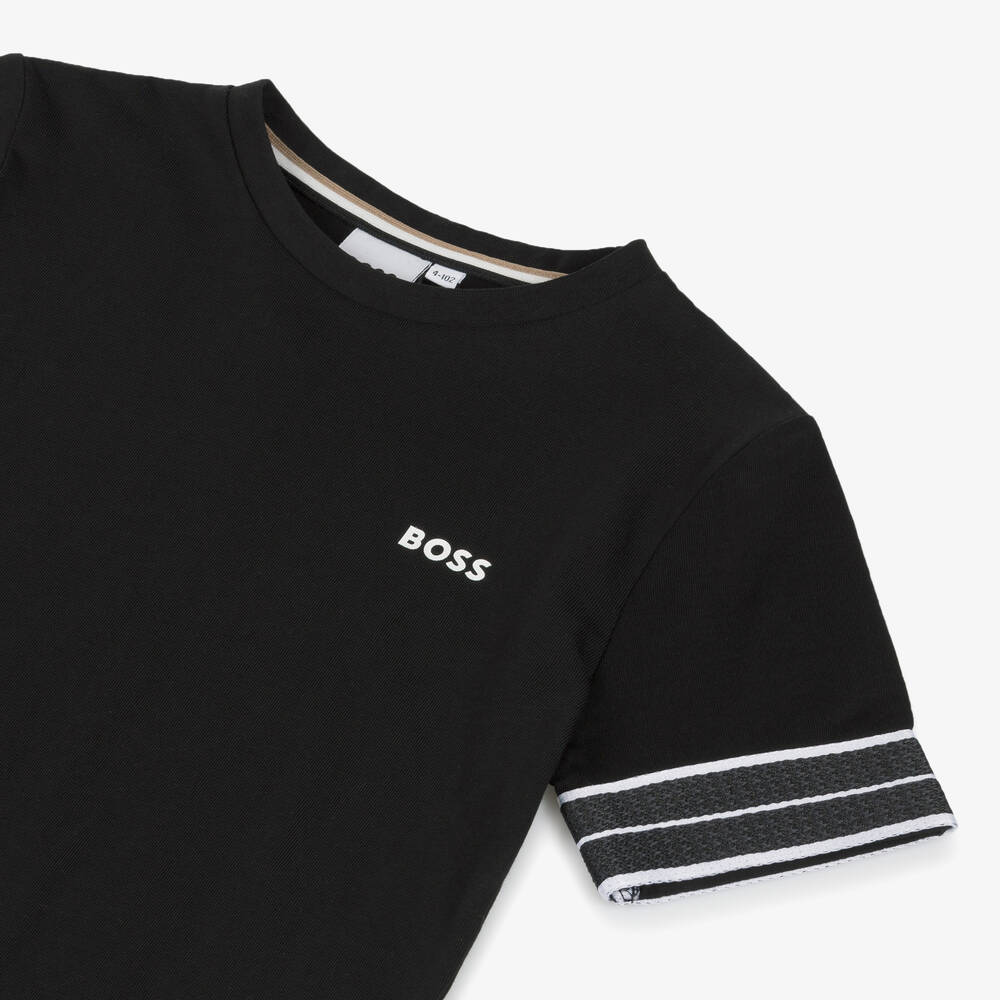 NEW!     BOSS Boys Black Cotton T-Shirt