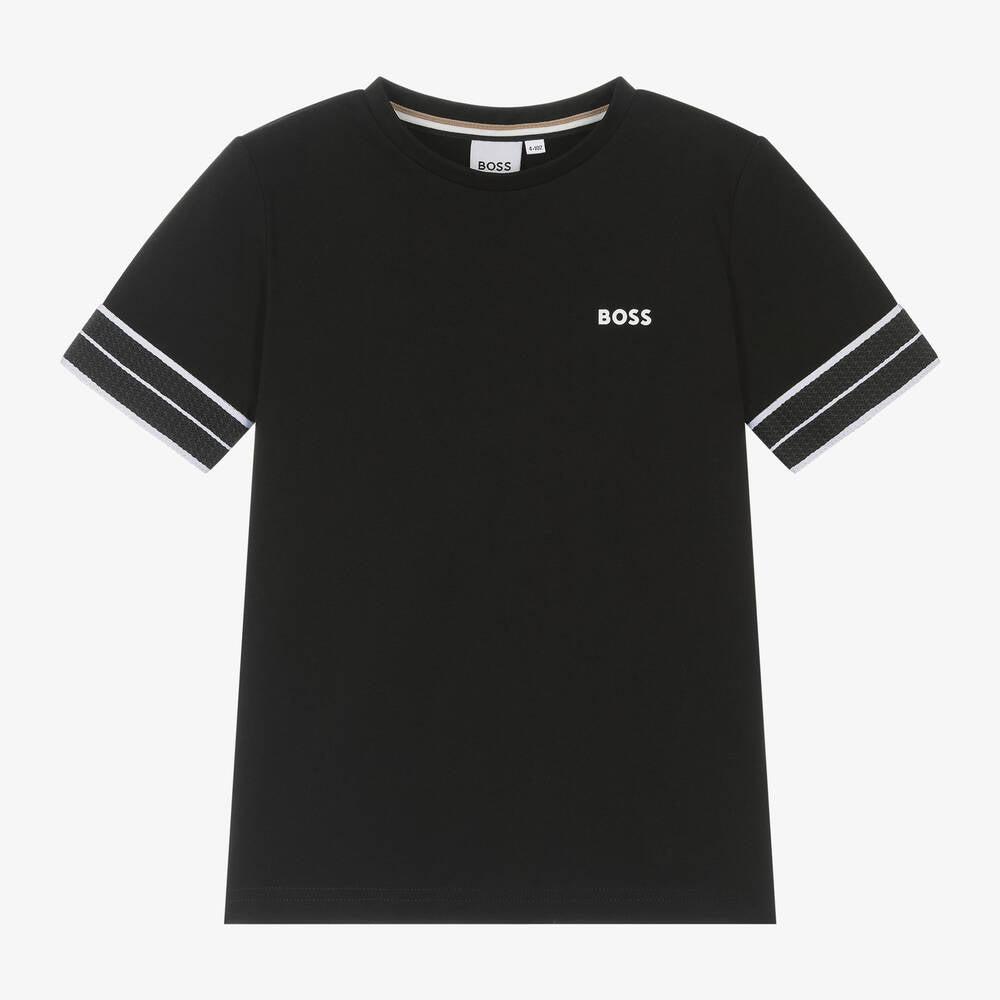 NEW!     BOSS Boys Black Cotton T-Shirt