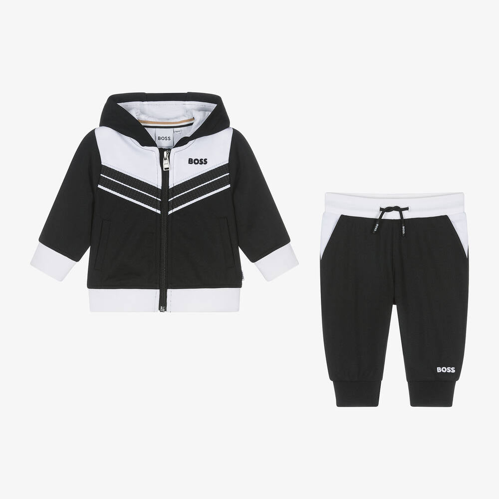 NEW!      BOSS Boys Black Jersey Tracksuit