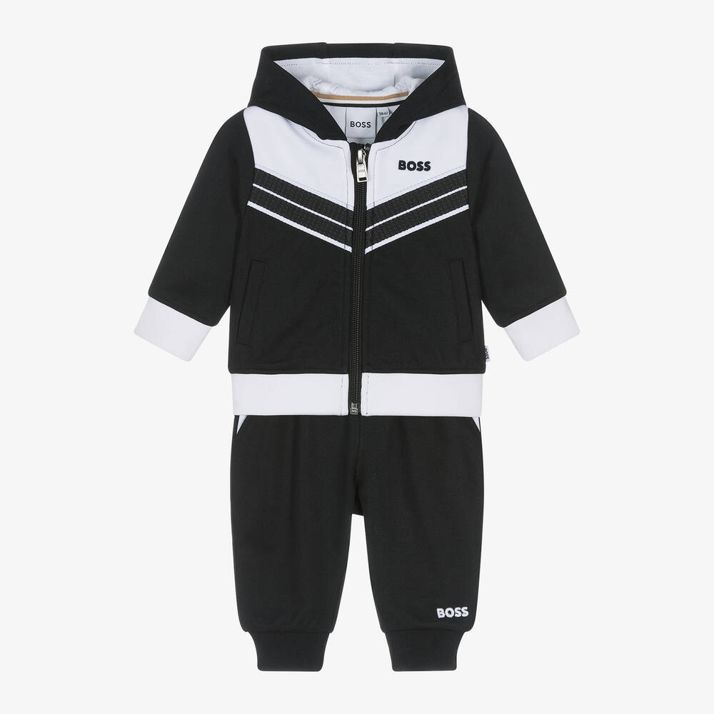 NEW!      BOSS Boys Black Jersey Tracksuit