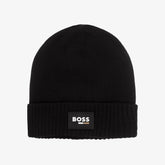 BOSS Boys Black Knitted Beanie Hat