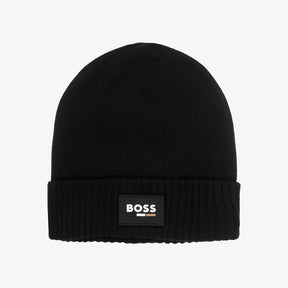 BOSS Boys Black Knitted Beanie Hat