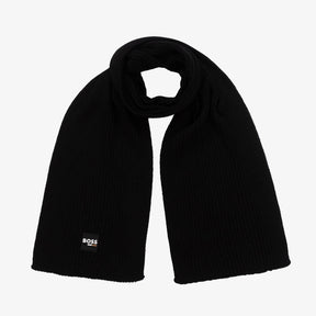 BOSS Boys Black Ribbed Knit Scarf