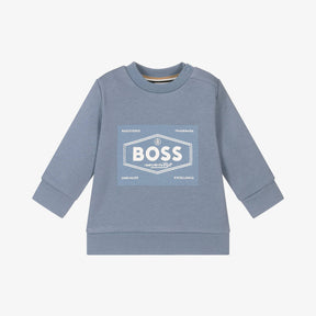 NEW!     BOSS Boys Blue Cotton BOSS  Logo Sweatshirt