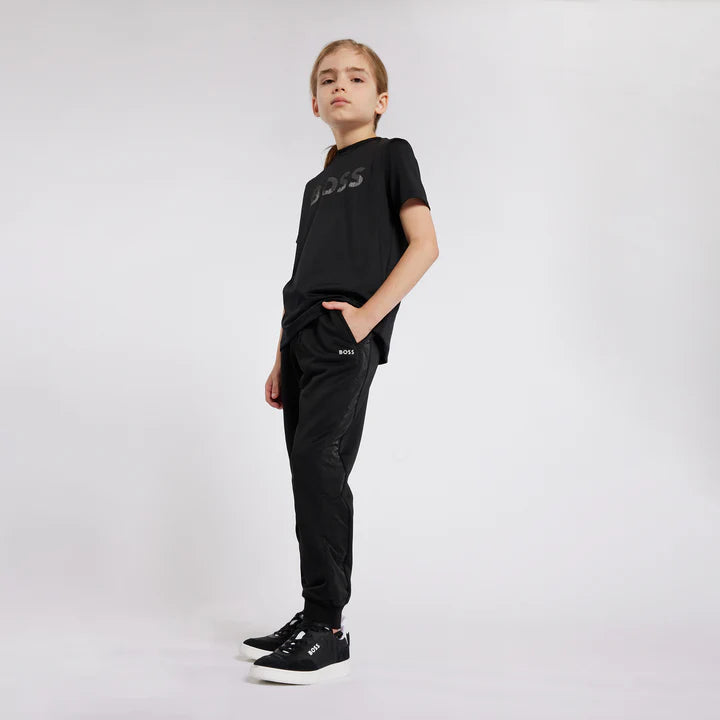 Boss Kids' tracksuit bottoms with monogram inserts