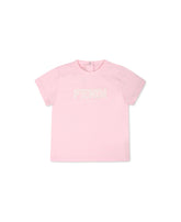 Fendi Pink T-shirt For Baby Girl With Logo
