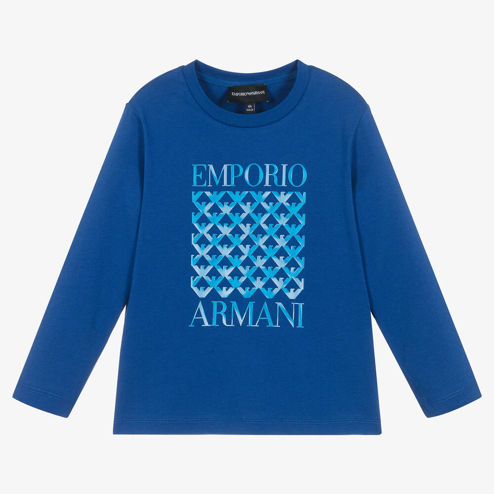 Emporio Armani Boys Blue Cotton Reflective Top