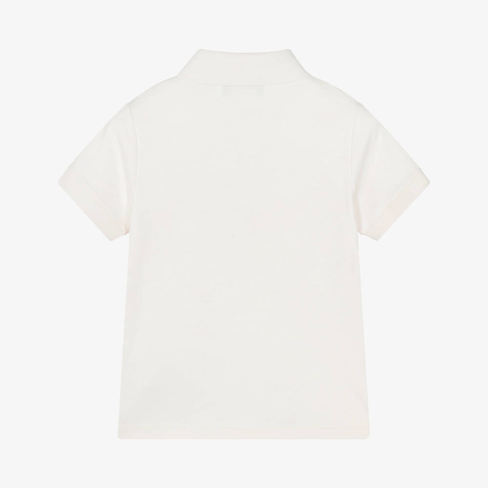 New!!  Emporio Armani Boys Ivory Cotton Eagle Logo Polo Shirt