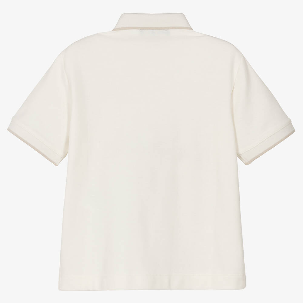 Emporio Armani Boys Ivory Cotton Polo Shirt