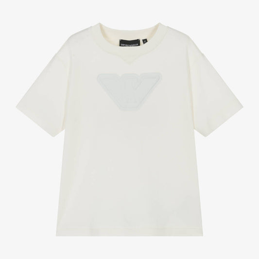 New!!  Emporio Armani Boys Ivory Eagle Logo Cotton T-Shirt