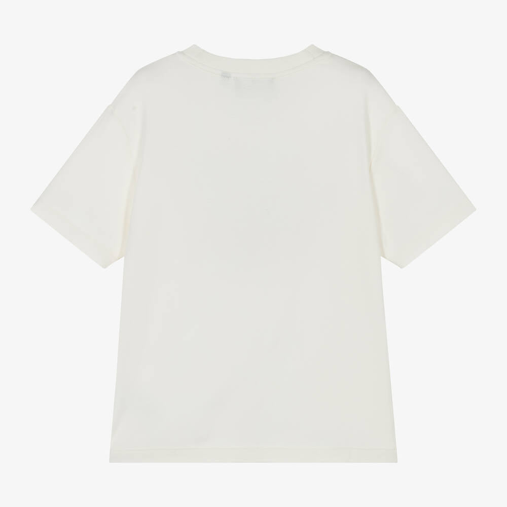New!!  Emporio Armani Boys Ivory Eagle Logo Cotton T-Shirt