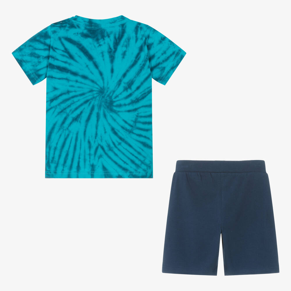 EMC Boys Blue Cotton Tie-Dye Shorts Set