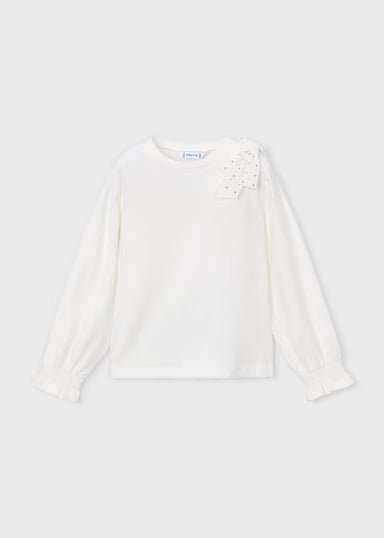 Mayoral - Girl Bow Detail T-Shirt White