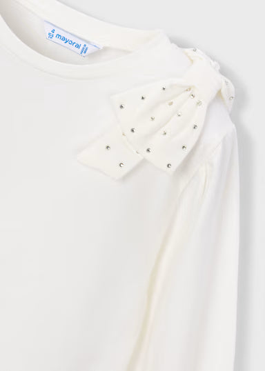 Mayoral - Girl Bow Detail T-Shirt White