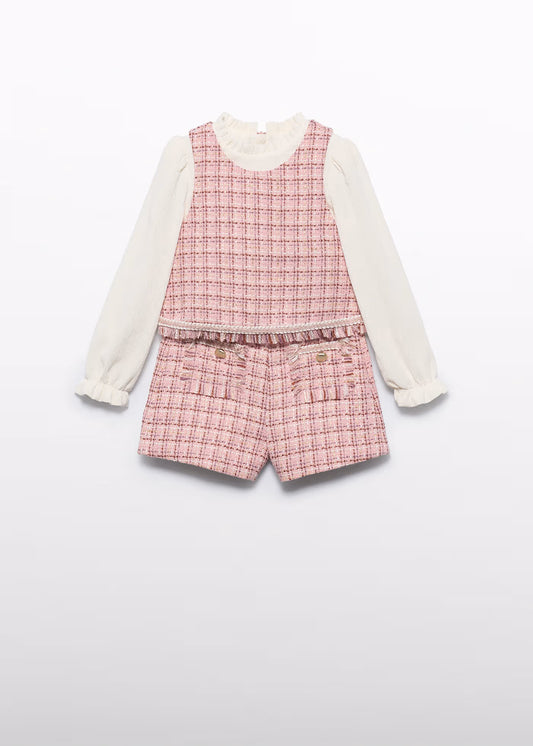 Abel & Lula - Girl Combined Tweed Bermuda Shorts Set