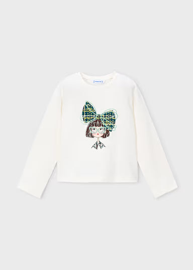 Mayoral - Girl Doll T-Shirt With Green Bow