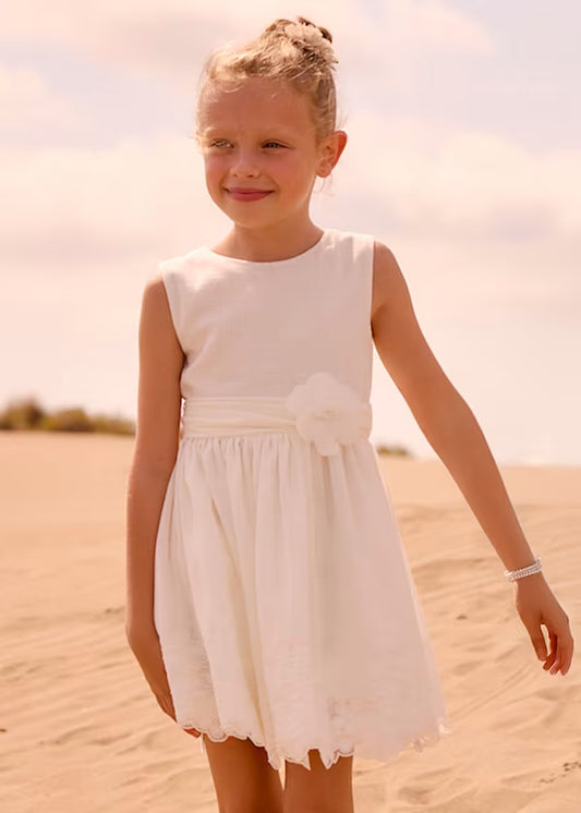 Mayoral - Girl Embroidered Dress — Natural