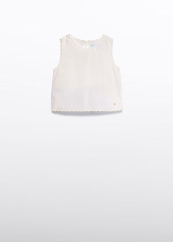 Abel & Lula - Girl Embroidered Top Beige