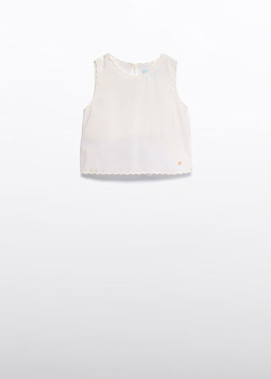 Abel & Lula - Girl Embroidered Top Beige
