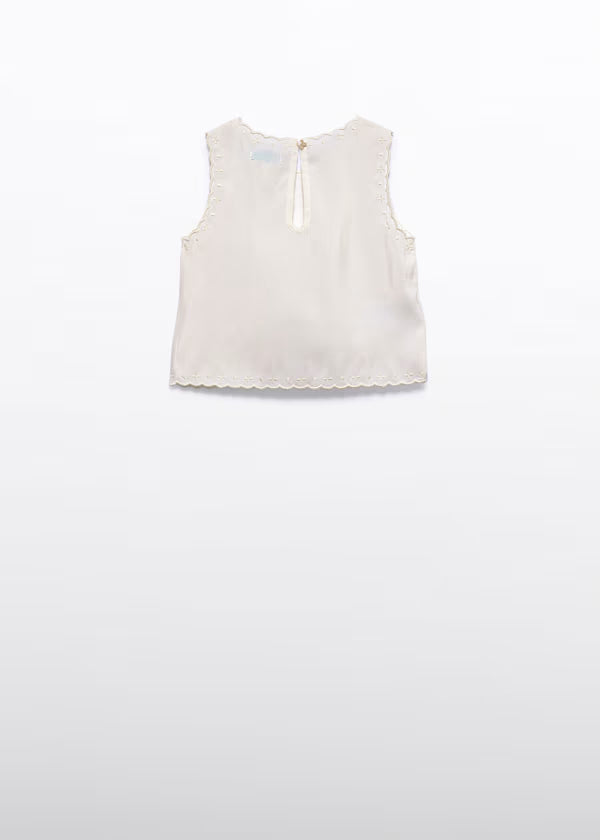 Abel & Lula - Girl Embroidered Top Beige