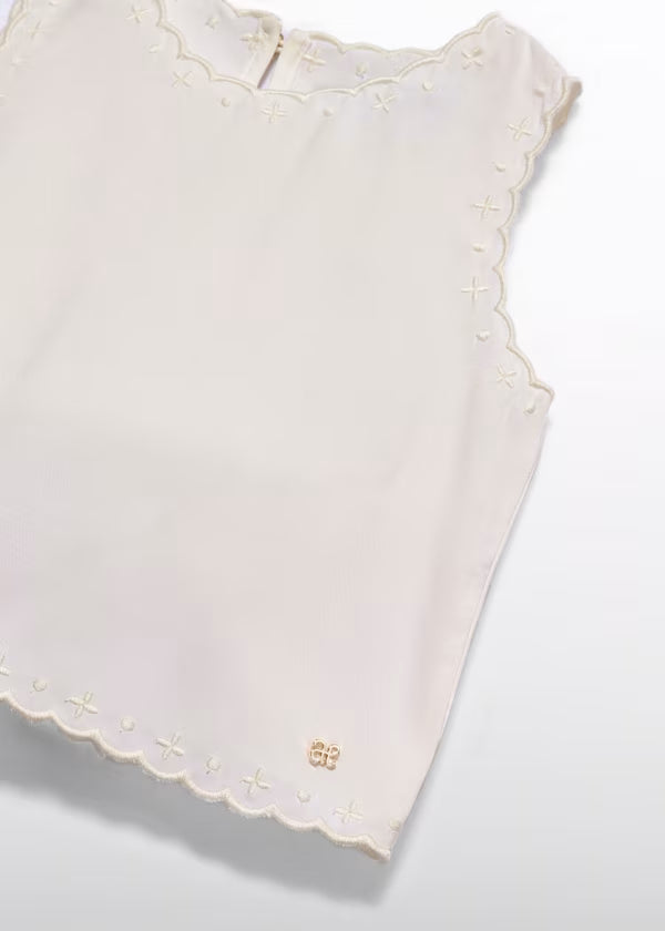 Abel & Lula - Girl Embroidered Top Beige