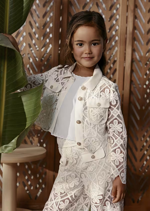 Abel & Lula - Girl Guipure Culotte Pants and Blazer Set