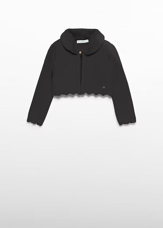 Abel & Lula - Girl Black Knit Cardigan with Faux Fur Collar