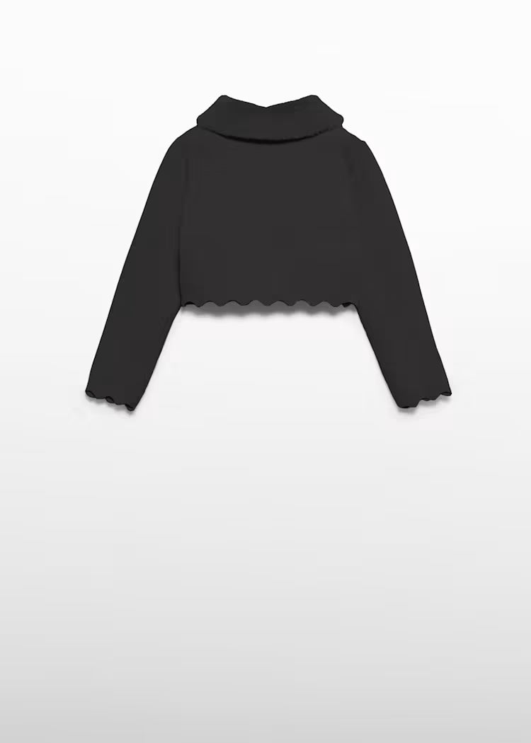 Abel & Lula - Girl Black Knit Cardigan with Faux Fur Collar