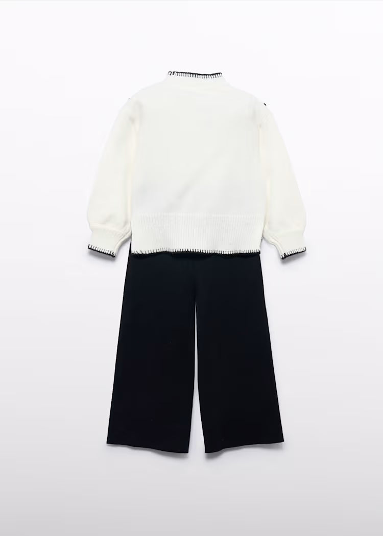 Abel & Lula - Girl Knit Pants Set with Embroidery