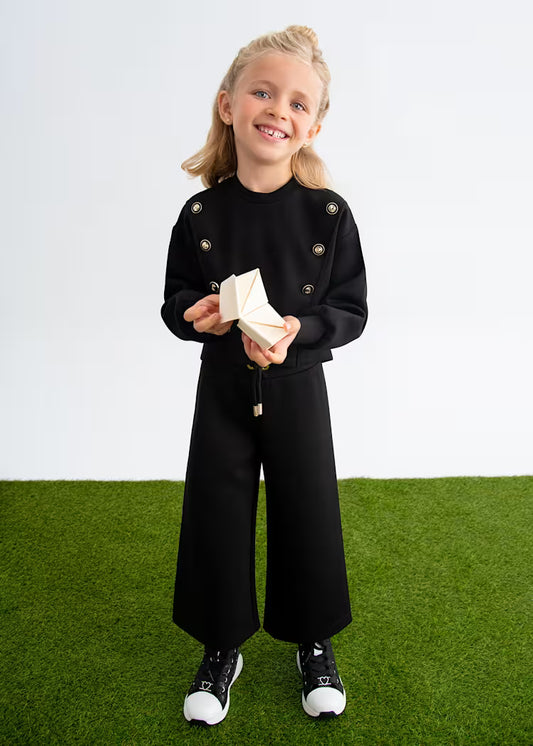 Abel & Lula - Girl Knit Set with Contrasting Band Black