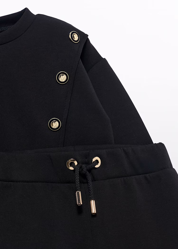 Abel & Lula - Girl Knit Set with Contrasting Band Black