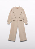 Abel & Lula - Girl Knit Set with Contrasting Band Beige