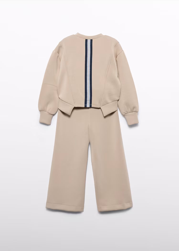 Abel & Lula - Girl Knit Set with Contrasting Band Beige