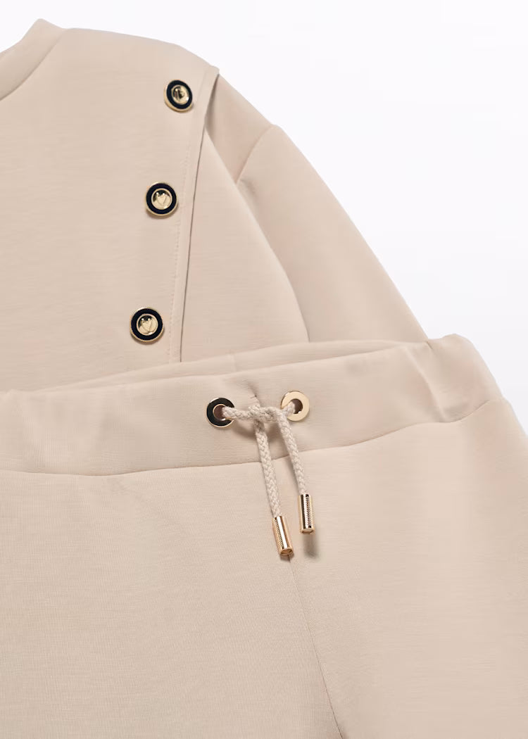 Abel & Lula - Girl Knit Set with Contrasting Band Beige