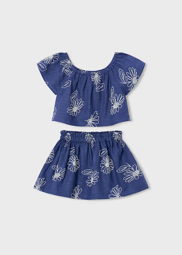 Mayoral - Girl Linen Skirt and T-shirt Set