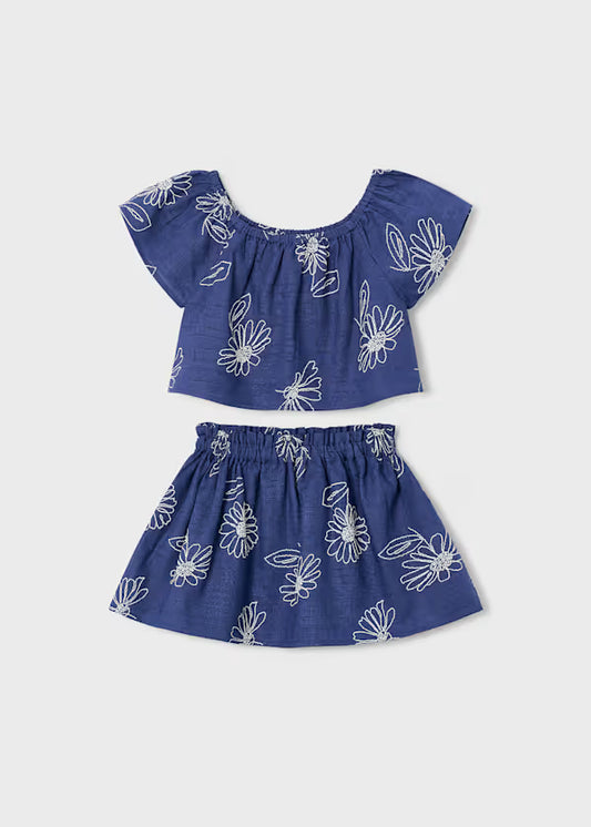 Mayoral - Girl Linen Skirt and T-shirt Set