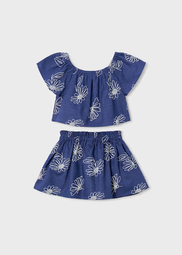 Mayoral - Girl Linen Skirt and T-shirt Set
