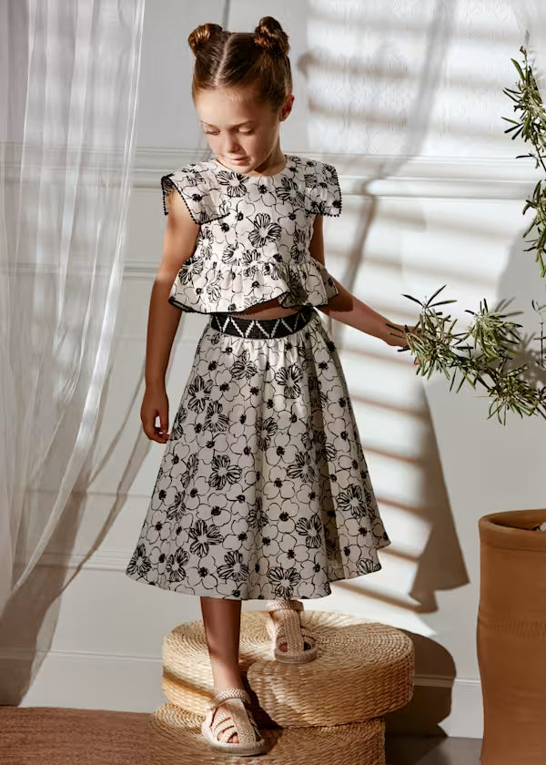 Abel & Lula - Girl Printed Midi Skirt and Top Set