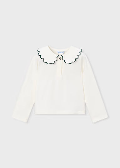 Mayoral - Girl Scalloped Collar Polo Shirt