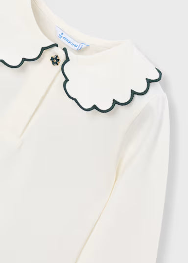 Mayoral - Girl Scalloped Collar Polo Shirt
