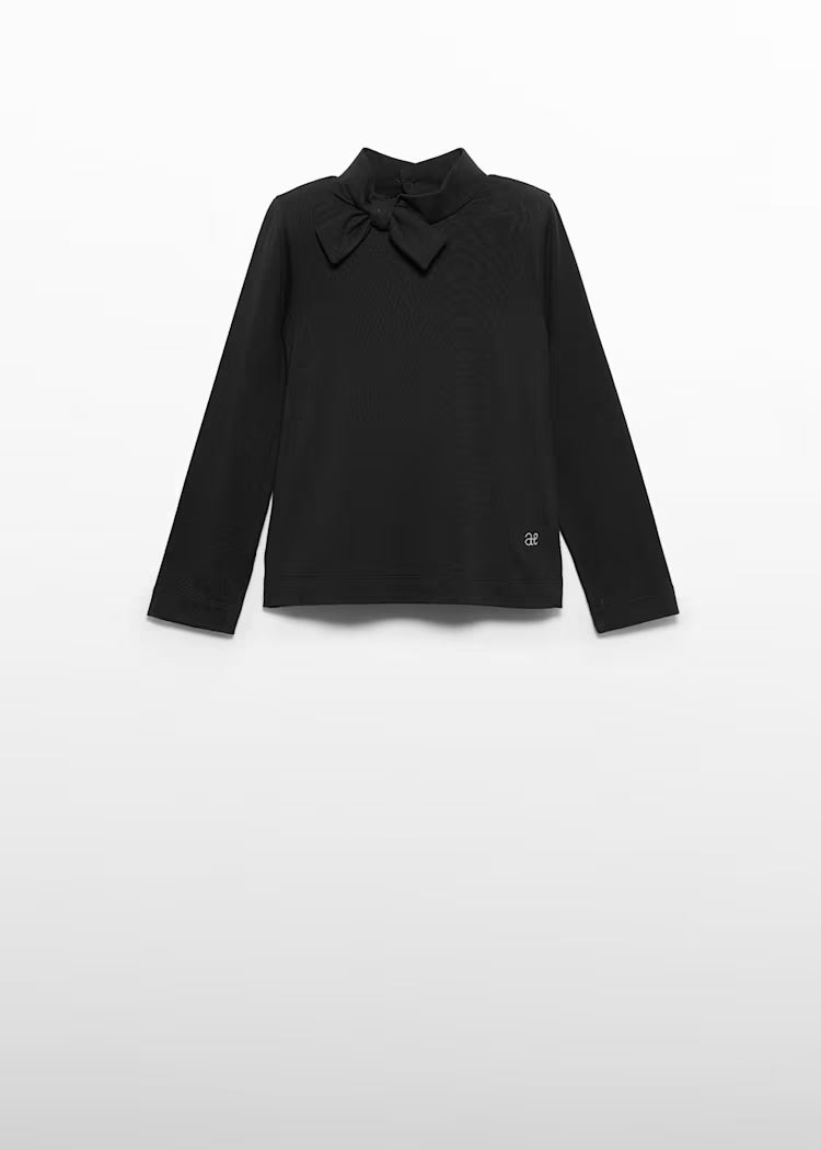 Abel & Lula - Girl Turtleneck with Bow Tie Black