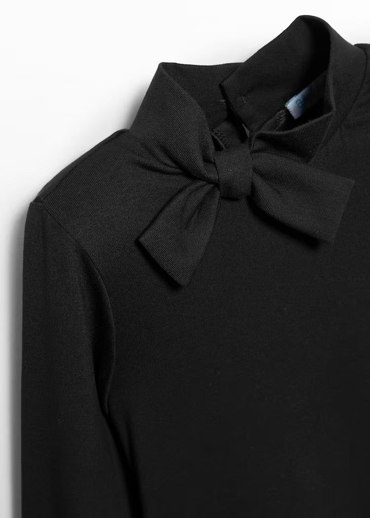 Abel & Lula - Girl Turtleneck with Bow Tie Black