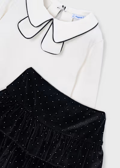 Mayoral - Girl Velvet T-Shirt and Skirt Set