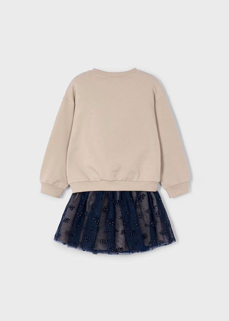 Mayoral - Girls Tulle Skirt and Jumper Set — Navy