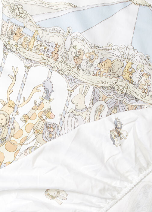 Satin Fitted Sheet - Carousel Blue