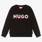 HUGO Boys Black Cotton Sweatshirt