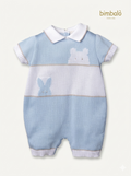Bimbalo - Baby Boy Blue and White Onesie