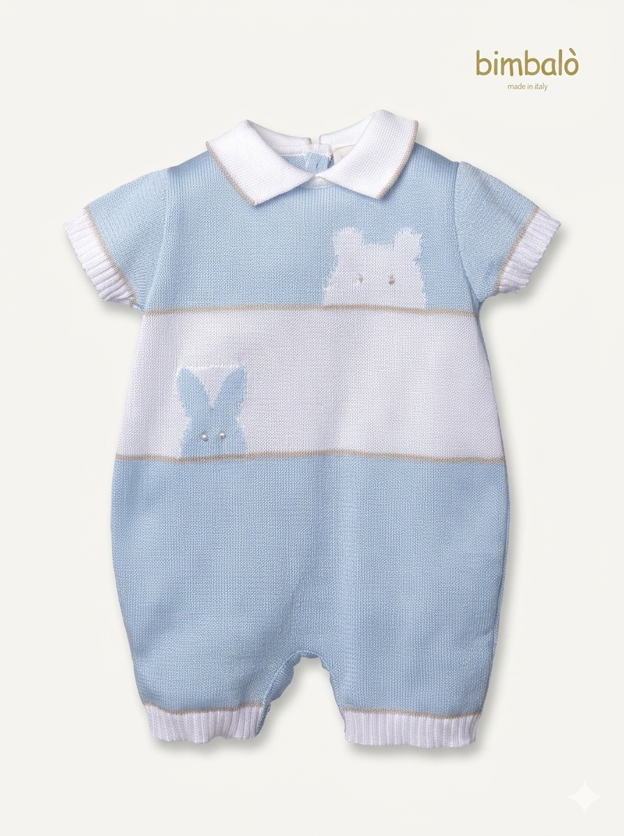 Bimbalo - Baby Boy Blue and White Onesie