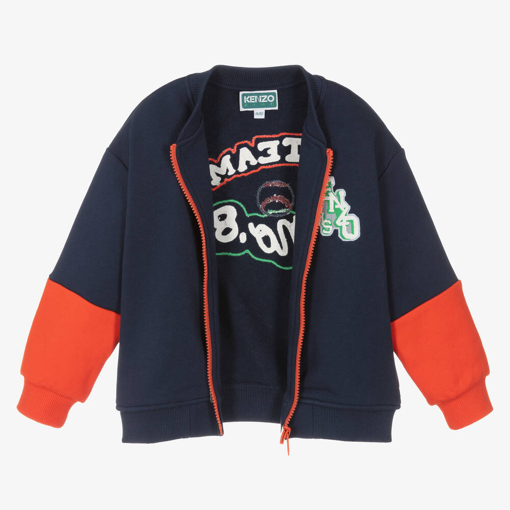 KENZO Boys Blue & Red Cotton Zip-Up Top